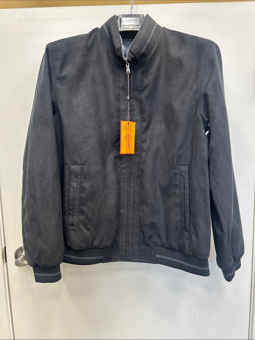Enzo Tovare Reversible Men’s Black Bomber Jacket - Zip Front NWT